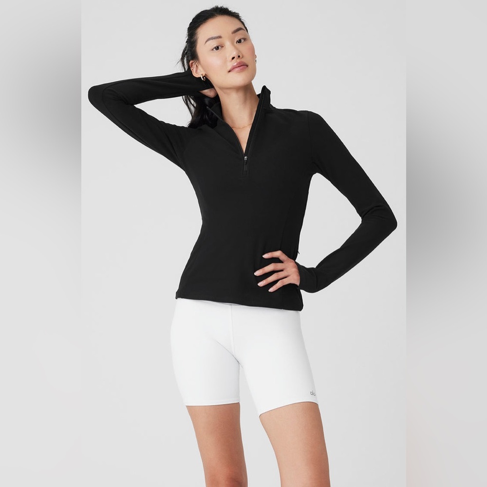 ALO Alosoft 1/2 Zip Rapid Pullover in Black